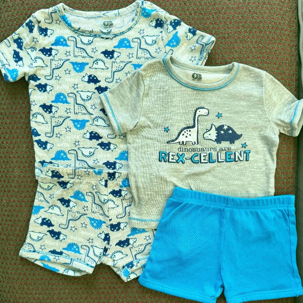 Toddler Boys Dinosaur Clothing Bundle 24M 2T Pajamas Outfit Set